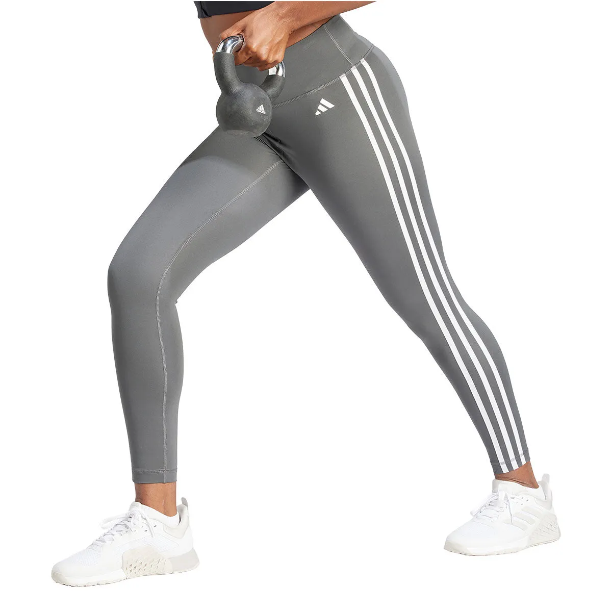 adidas Training Essentials 3 Stripe 7/8 Tights - Womens - Grey Six