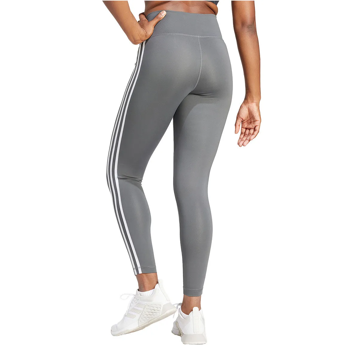 adidas Training Essentials 3 Stripe 7/8 Tights - Womens - Grey Six