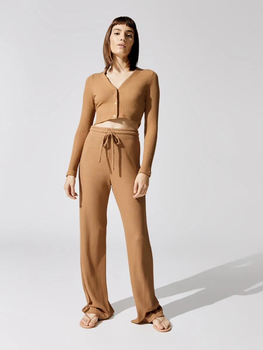 Ali Drawstring Wide Leg Pant - Dune