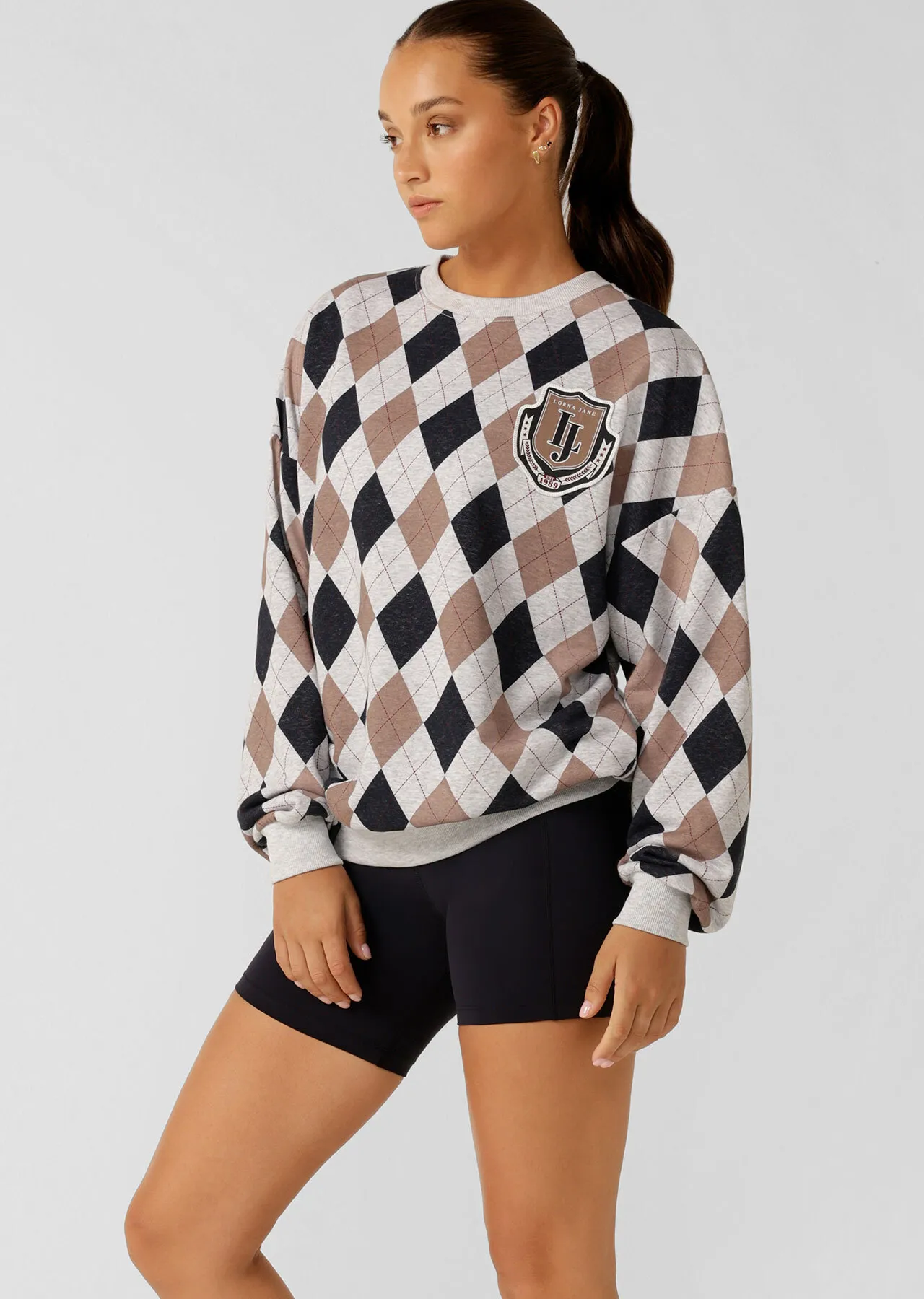 Alumni Argyle Oversized Sweat | Jackets, Hoodies and Sweats | Lorna Jane New Zealand