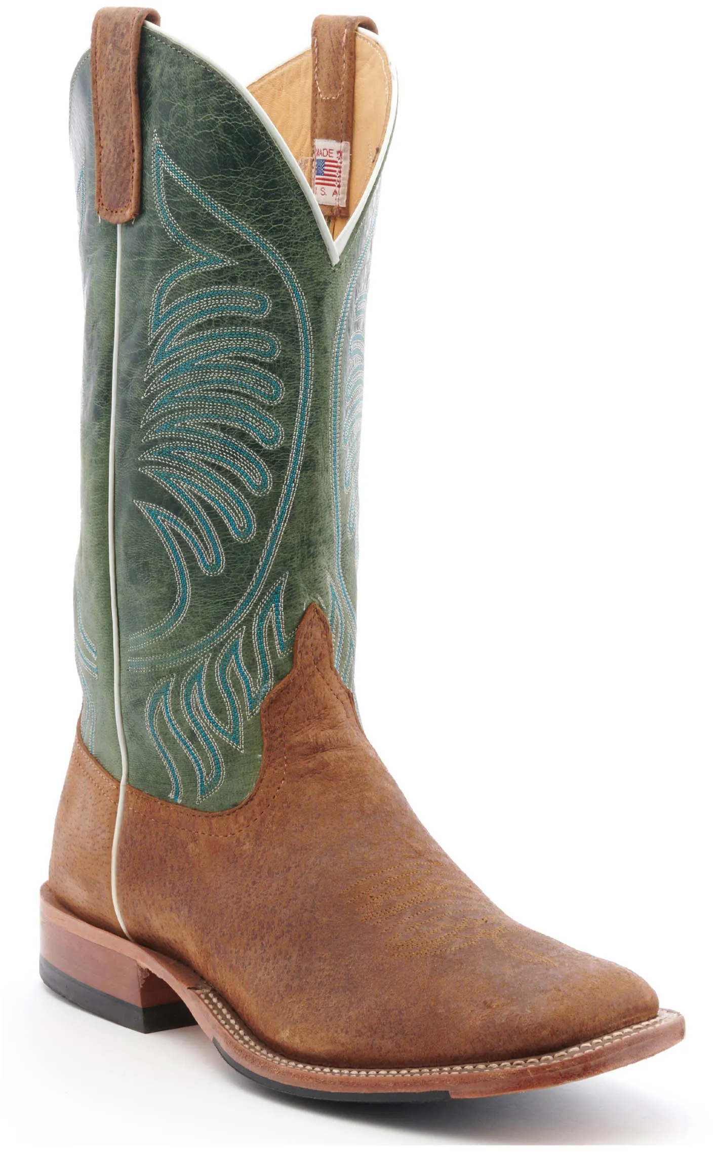 Anderson Bean Men's Havana Boar Rust and Moss Maddog Wide Square Toe Cowboy Boot