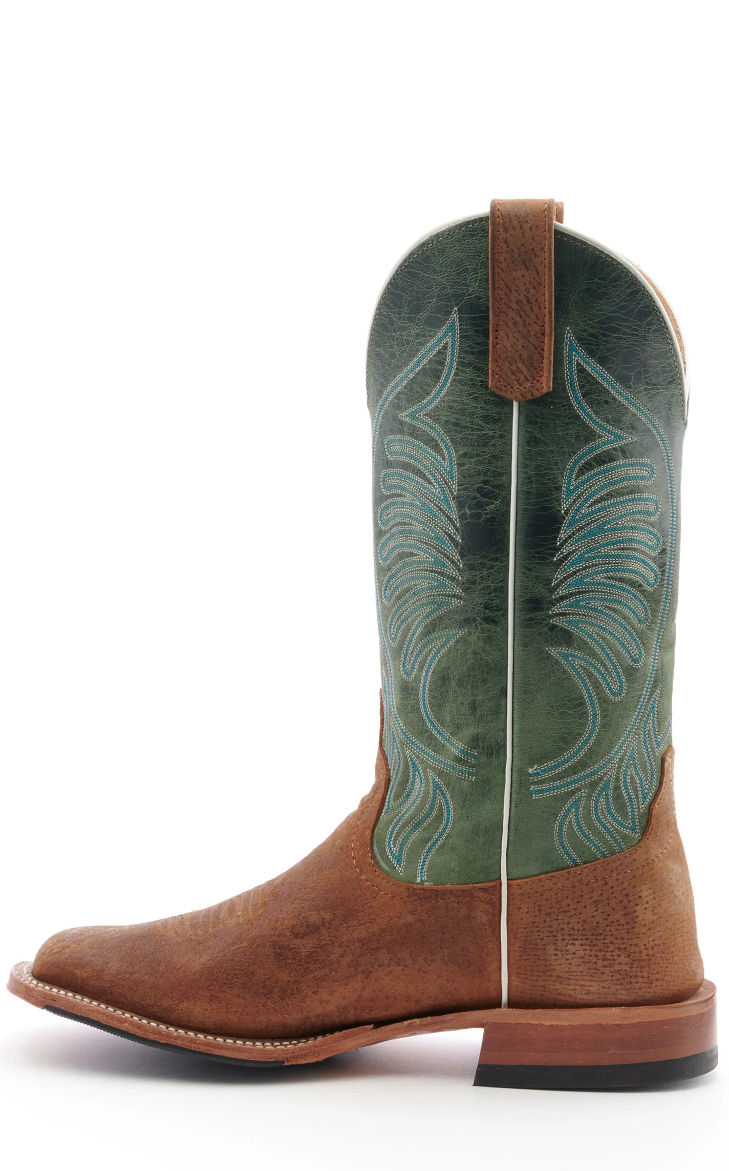 Anderson Bean Men's Havana Boar Rust and Moss Maddog Wide Square Toe Cowboy Boot