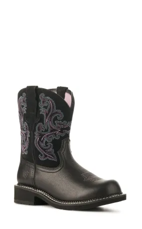 Ariat Women's Fatbaby Black Deertan and Orchid Round Toe Cowboy Boots