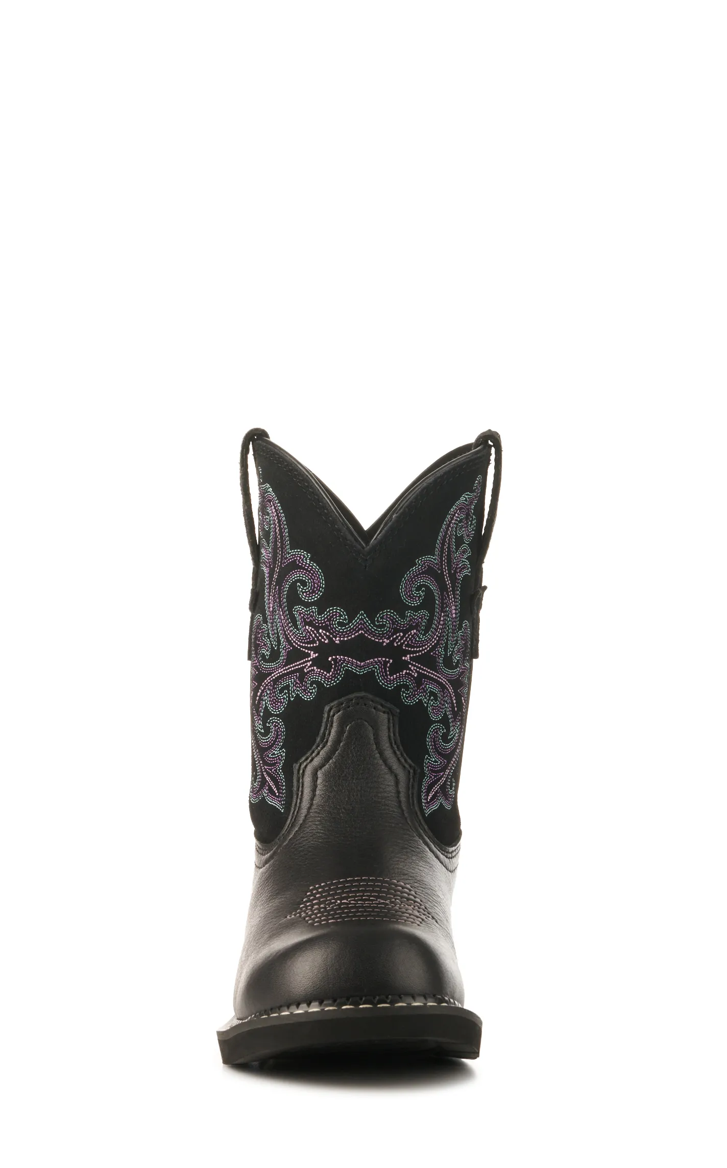 Ariat Women's Fatbaby Black Deertan and Orchid Round Toe Cowboy Boots