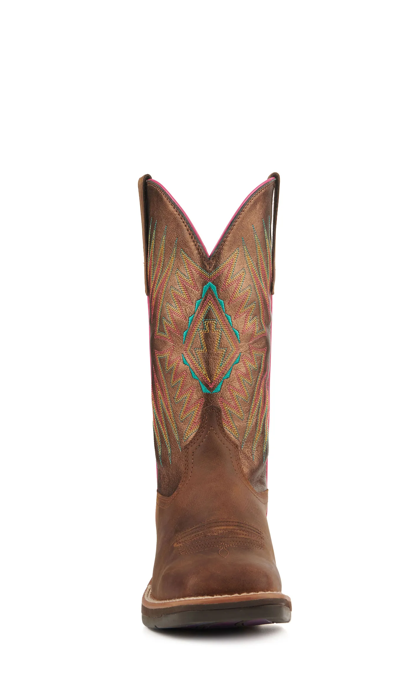 Ariat Women's Ridgeback Distressed Tan and Metallic Bronze Wide Square Toe Cowboy Boots