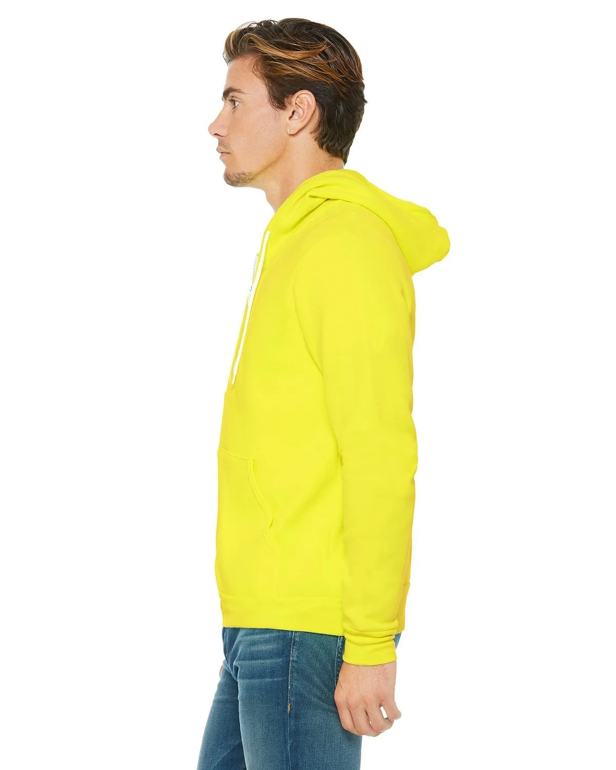 Bella + Canvas Unisex Poly-Cotton Fleece Full-Zip Hoodie 3739 Neon Yellow