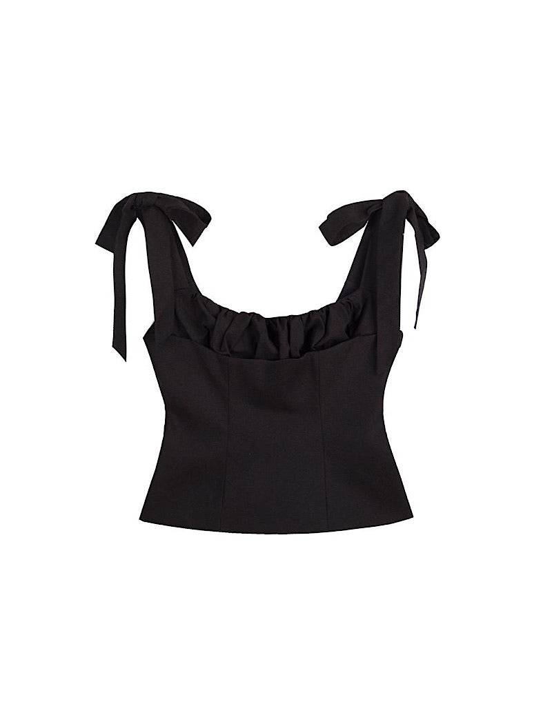 Black Ruched Front Short Top