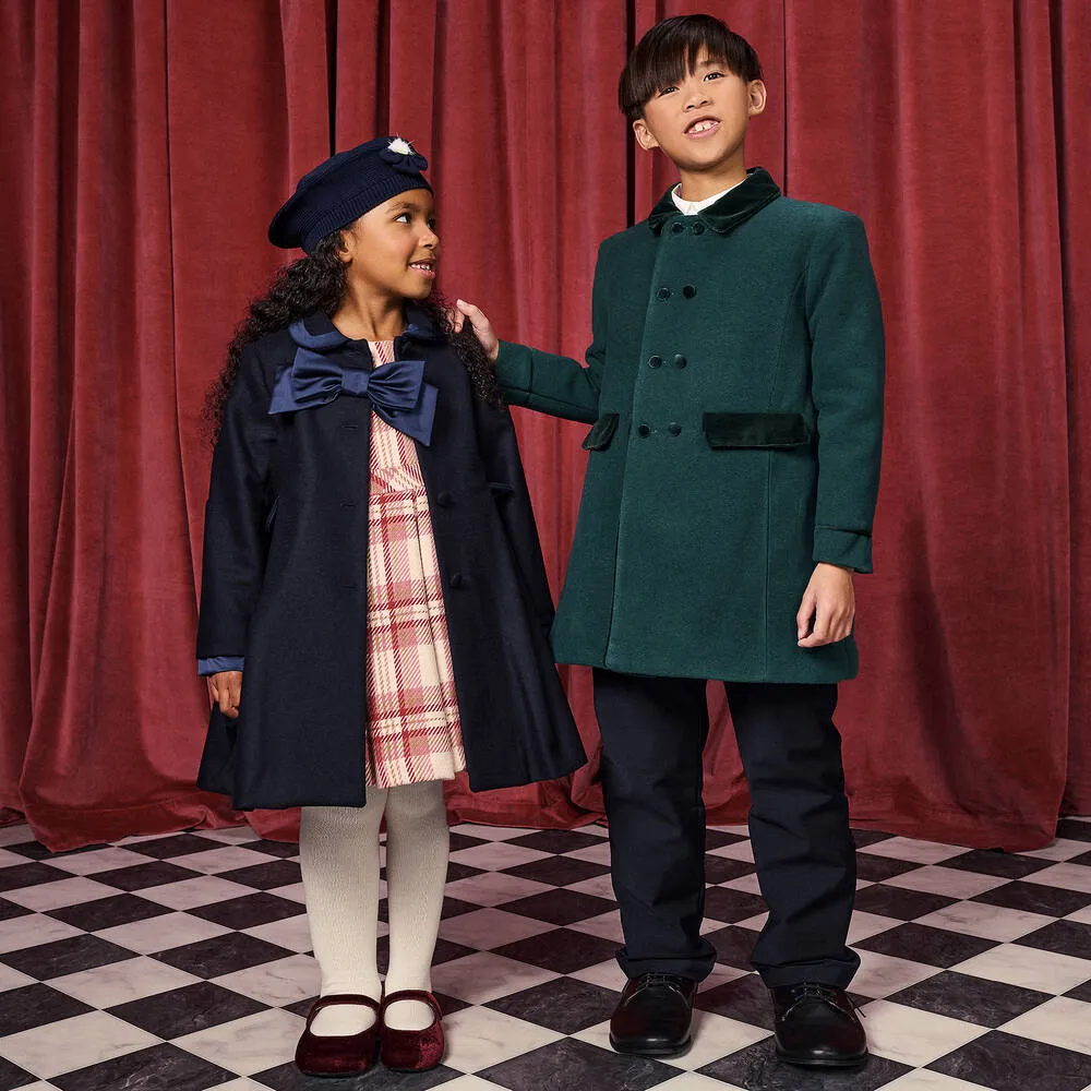 Boys Green Felted Coat