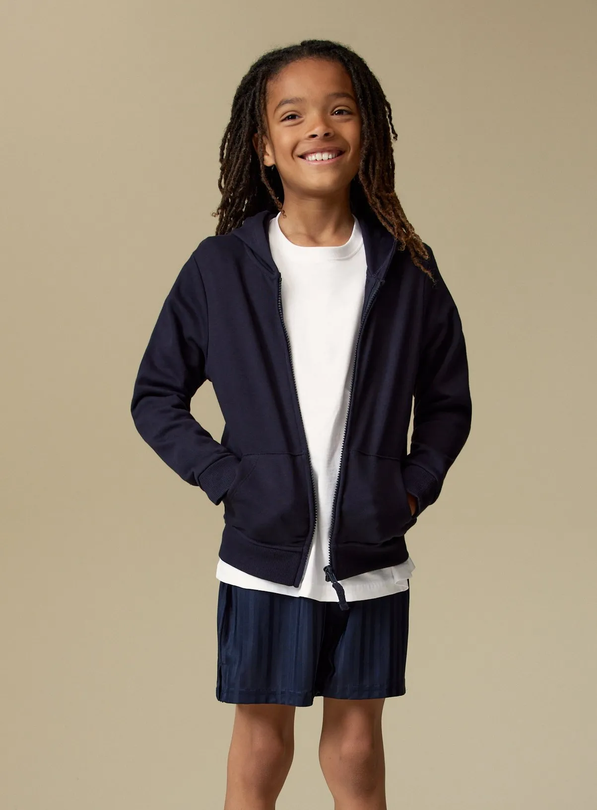 Buy Navy Zip-Through Hoodie 11 years | Jumpers and hoodies | Tu