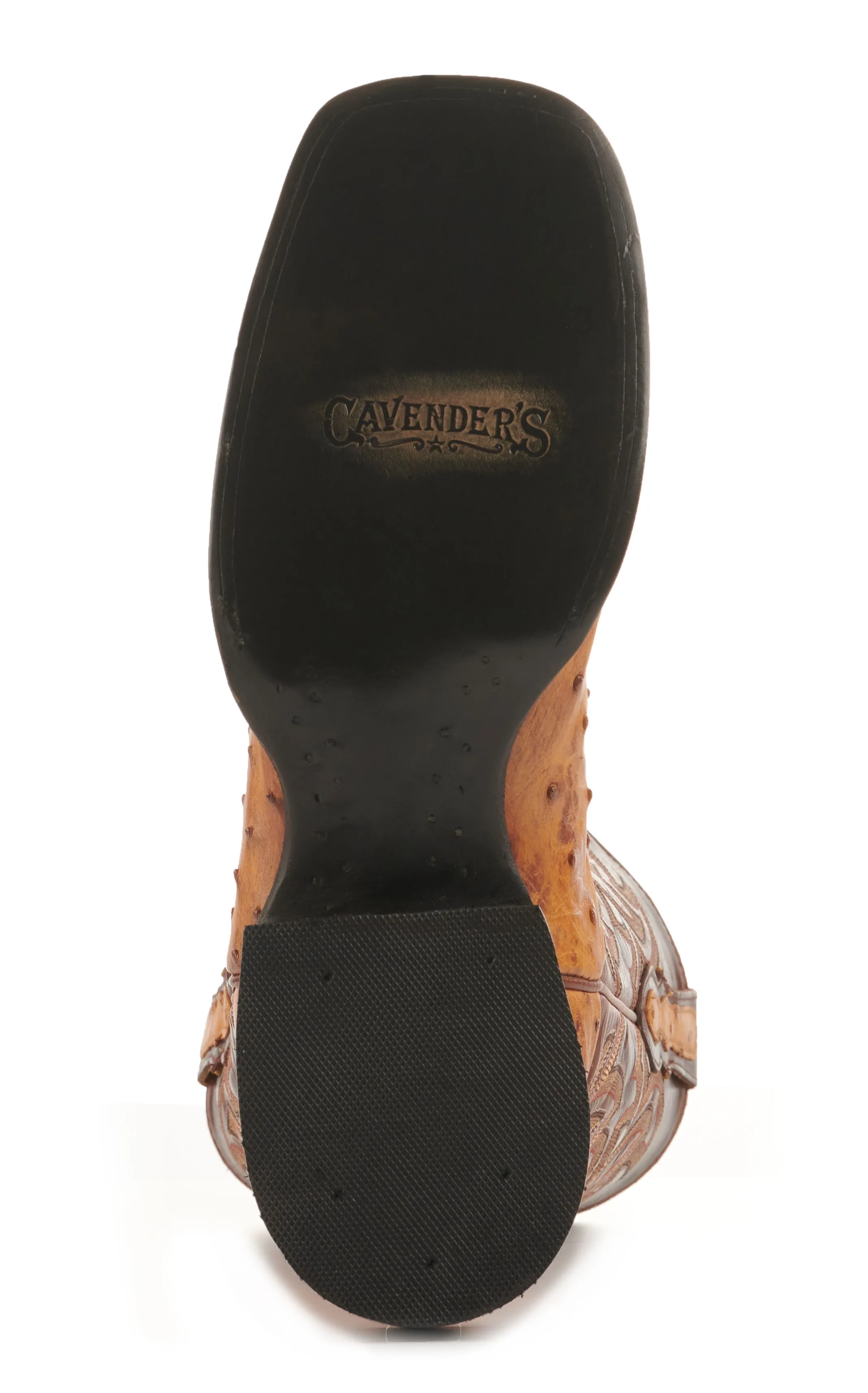 Cavender's Men's Saddle Brown and Straw Full Quill Ostrich Rafter C Wide Square Toe Exotic Cowboy Boots