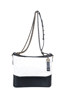 Chanel 2018 Black/White Quilted Lambskin Leather Medium Gabrielle Bag