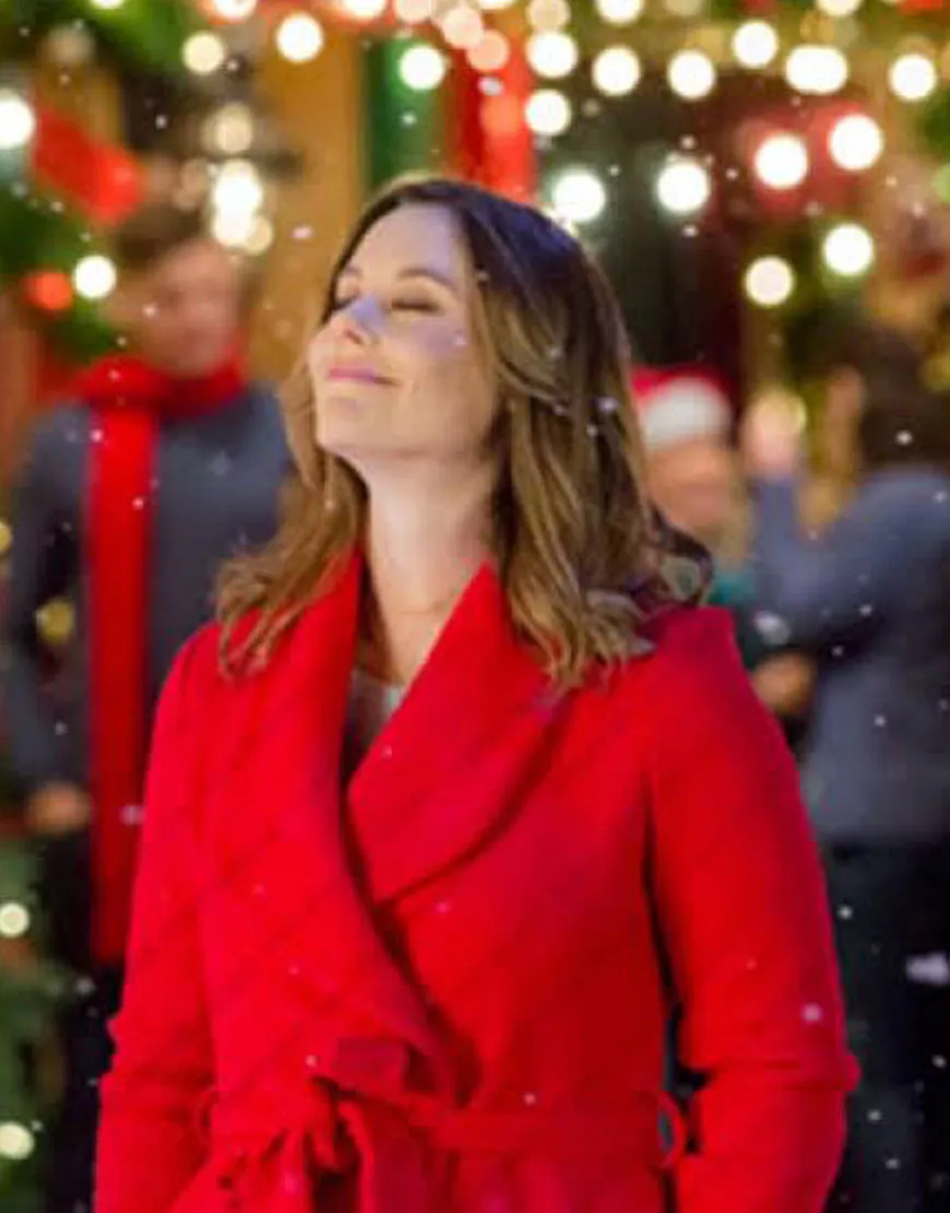 Christmas in Evergreen Ashley Williams Red Coat - Allie Shaw Belted Coat