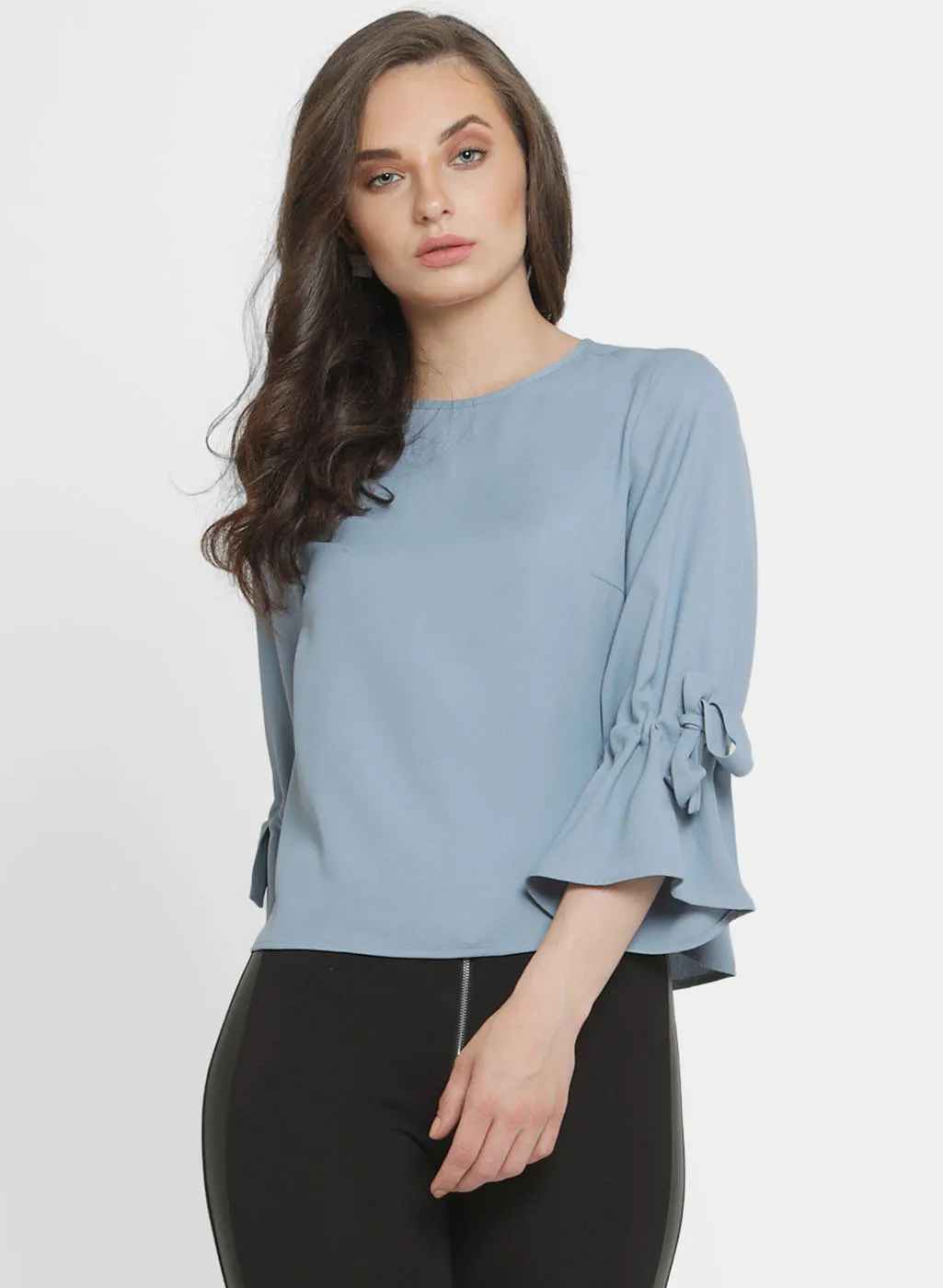 Claire Round Neck Tieup Sleeve Top