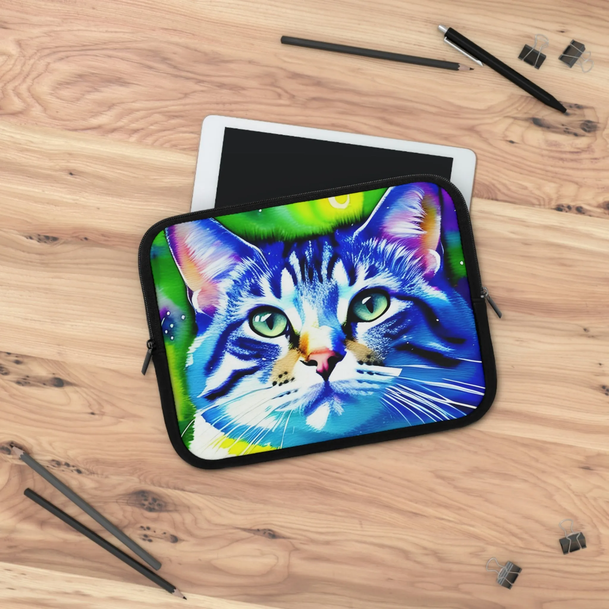 Colorful Cat Graphic Laptop Sleeve