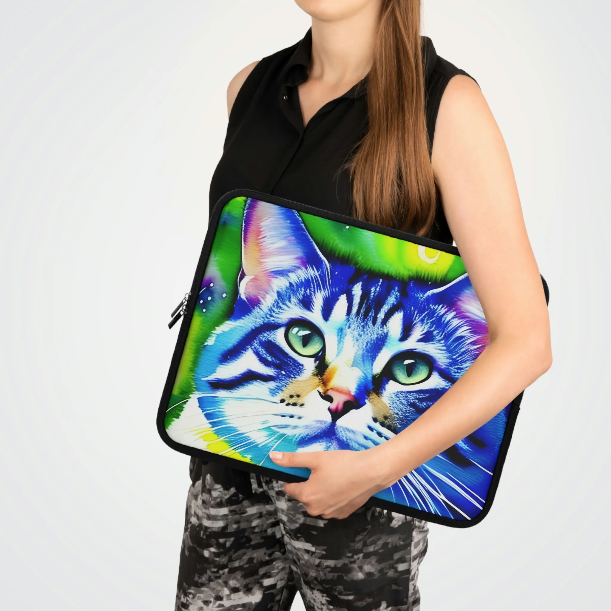 Colorful Cat Graphic Laptop Sleeve