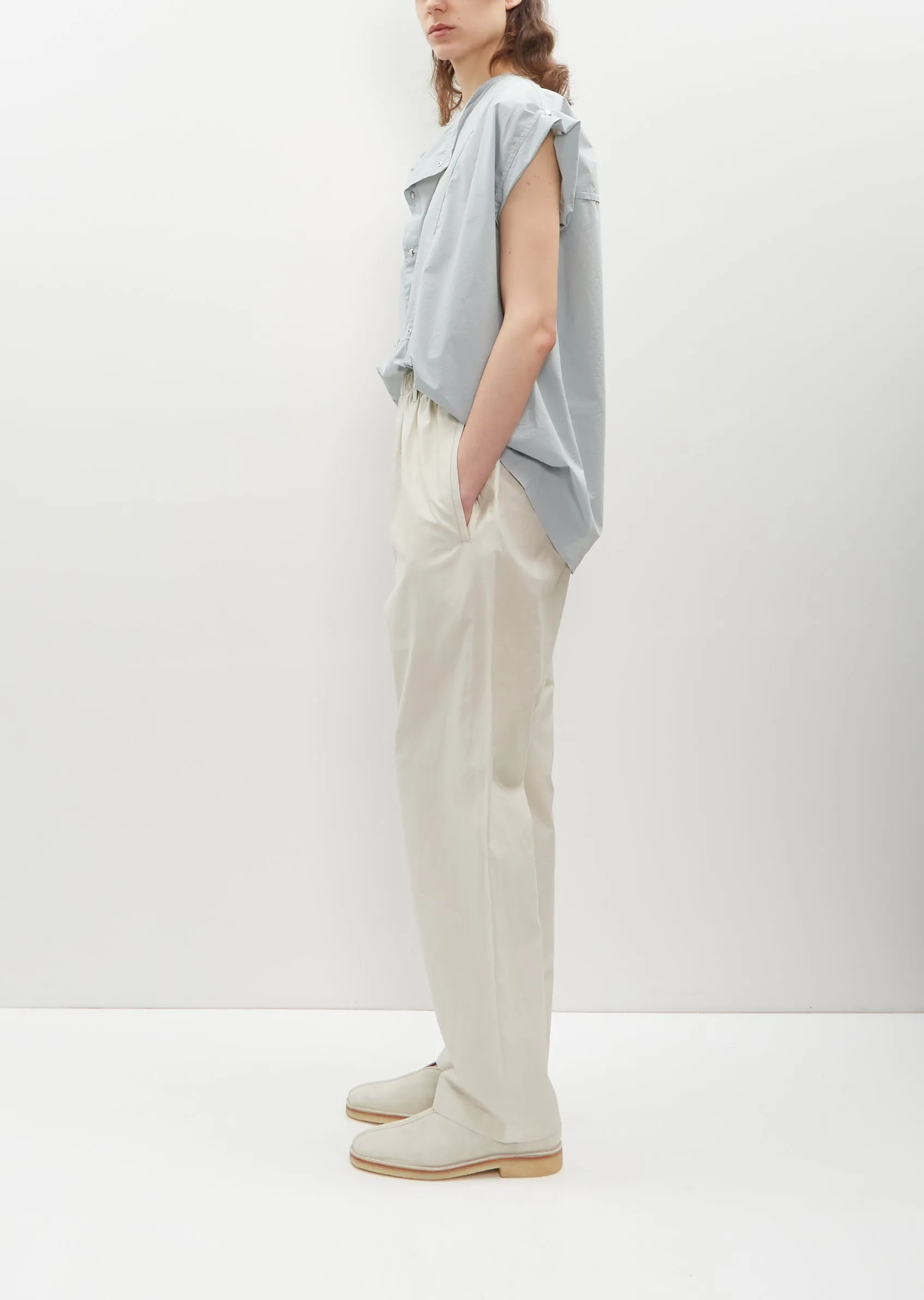 Cotton Silk Relaxed Pants — Pale Mastic