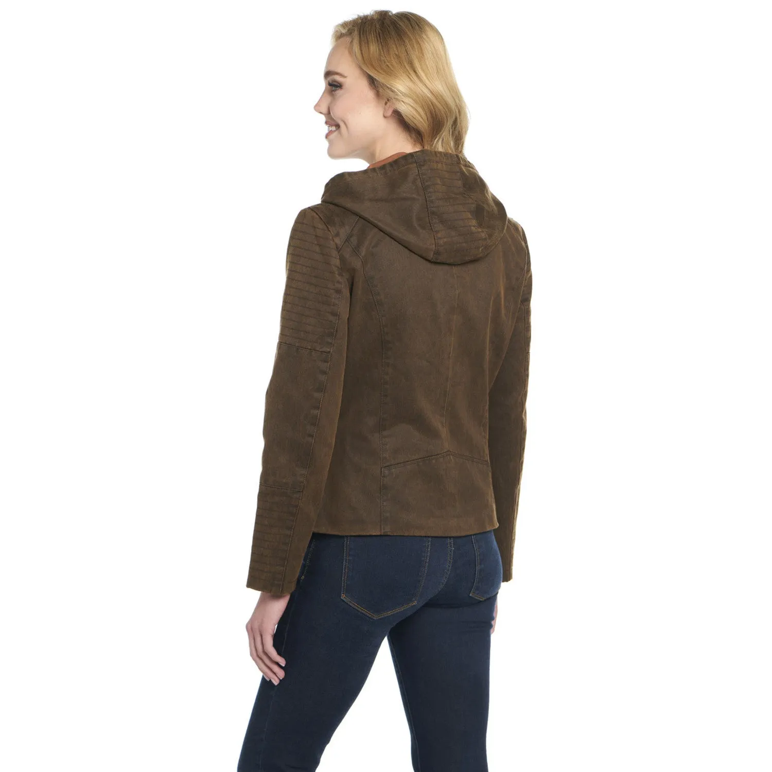 Cripple Creek Womens Enzyme Washed Hooded Dark Truffle Cotton Cotton Jacket