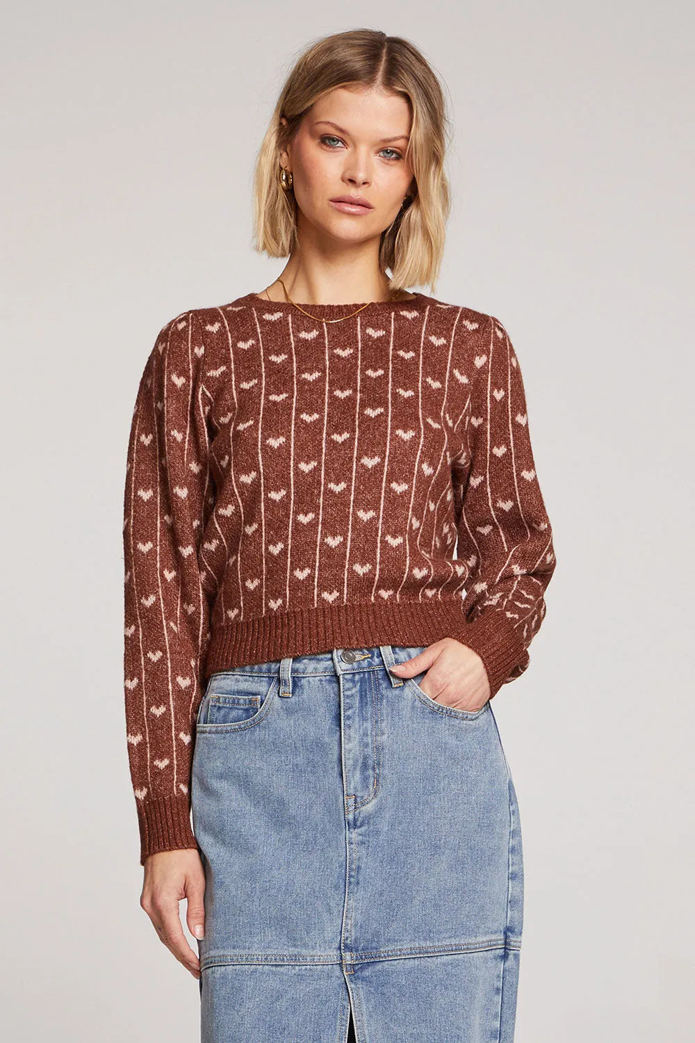 Elima Heart & Stripe Print Sweater