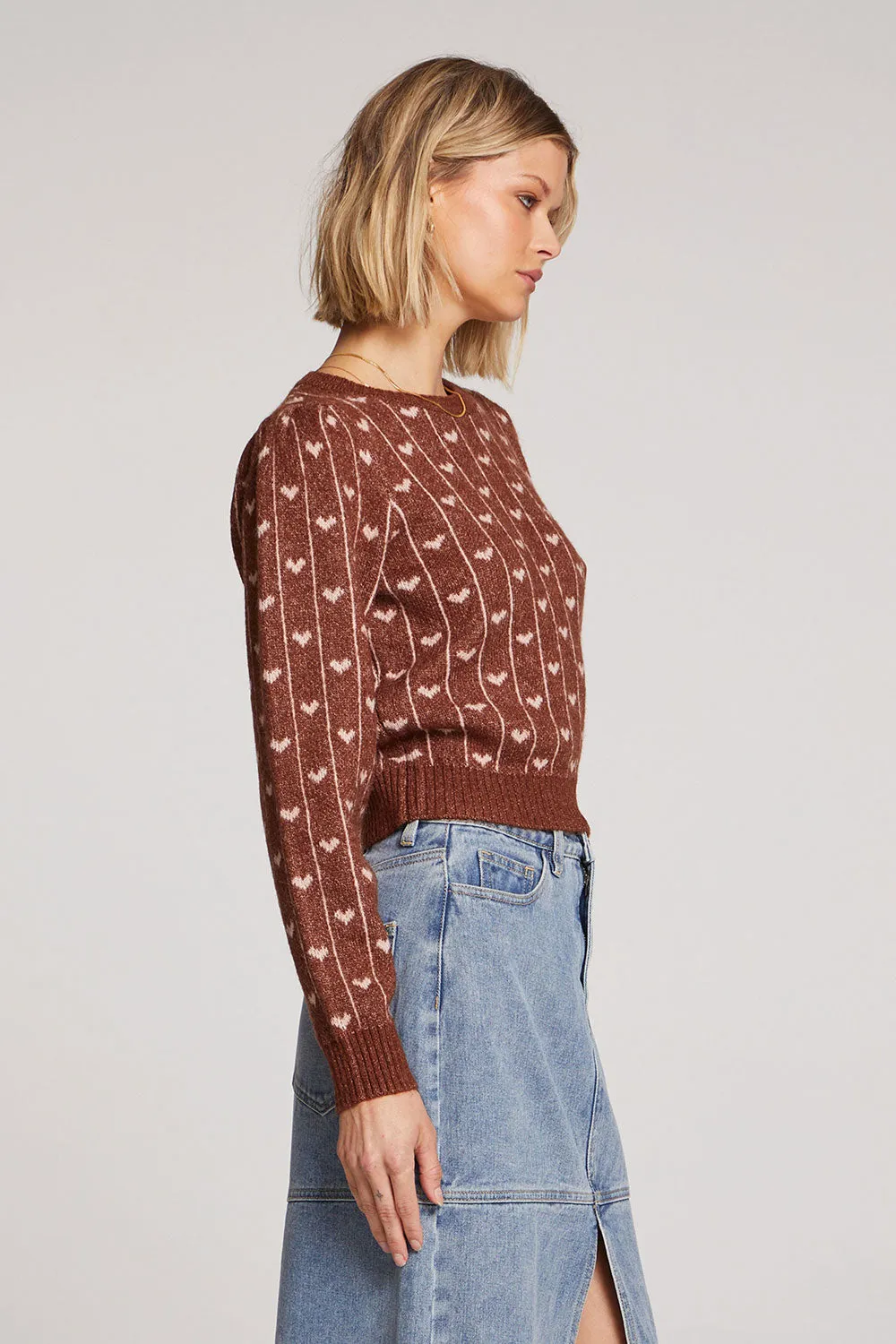 Elima Heart & Stripe Print Sweater