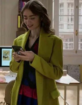 Emily In Paris Lily Collins Green Coat | Ujackets.com--25%OFF