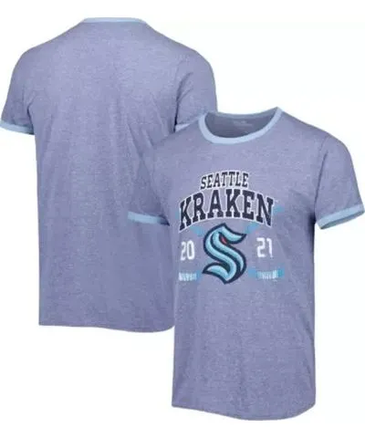 Fanatics Men's NHL Fanatics ed Deep Sea Seattle Kraken Buzzer Beater Tri-Blend Ringer T-Shirt