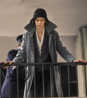 Fantastic Beasts 2 Tina Goldstein Katherine Waterston Grey Wool Coat