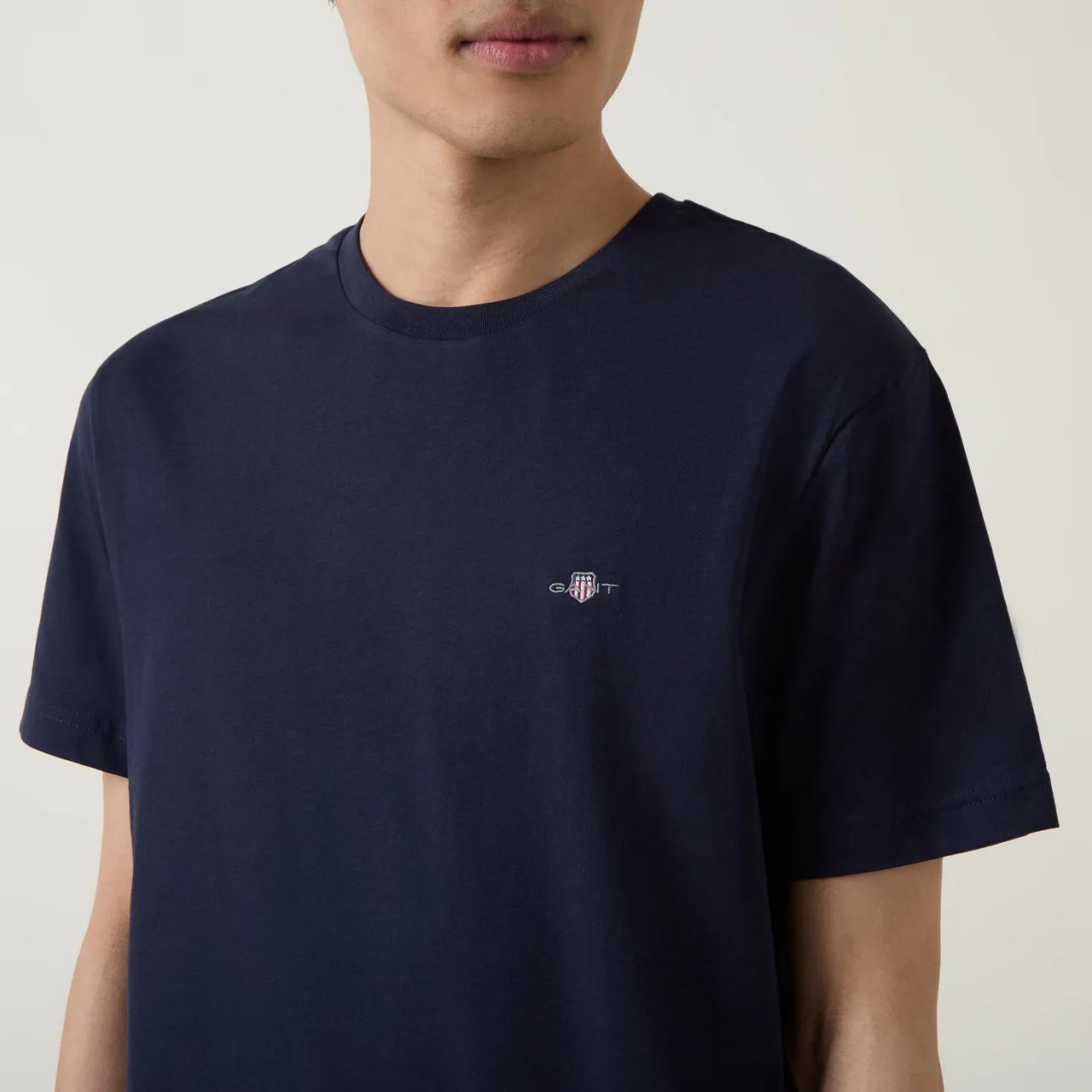 GANT The Sustainable Edit Shield Logo Round Neck T Shirt - Navy