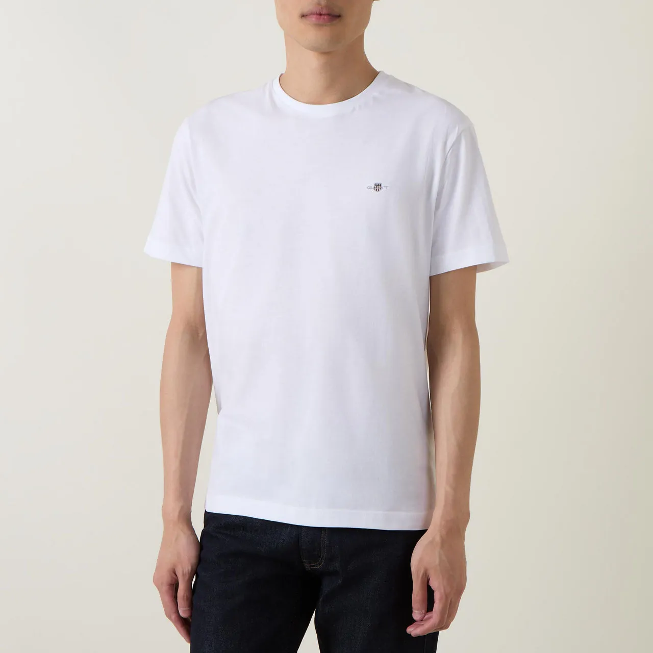 GANT The Sustainable Edit Shield Logo Round Neck T Shirt - White