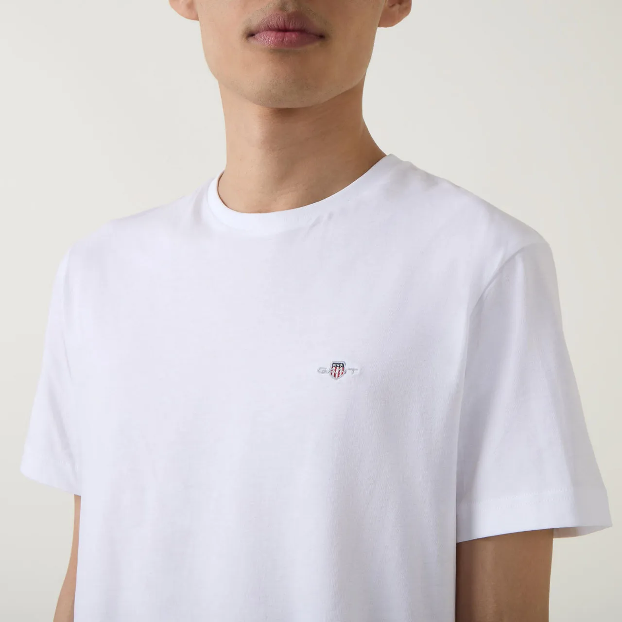 GANT The Sustainable Edit Shield Logo Round Neck T Shirt - White