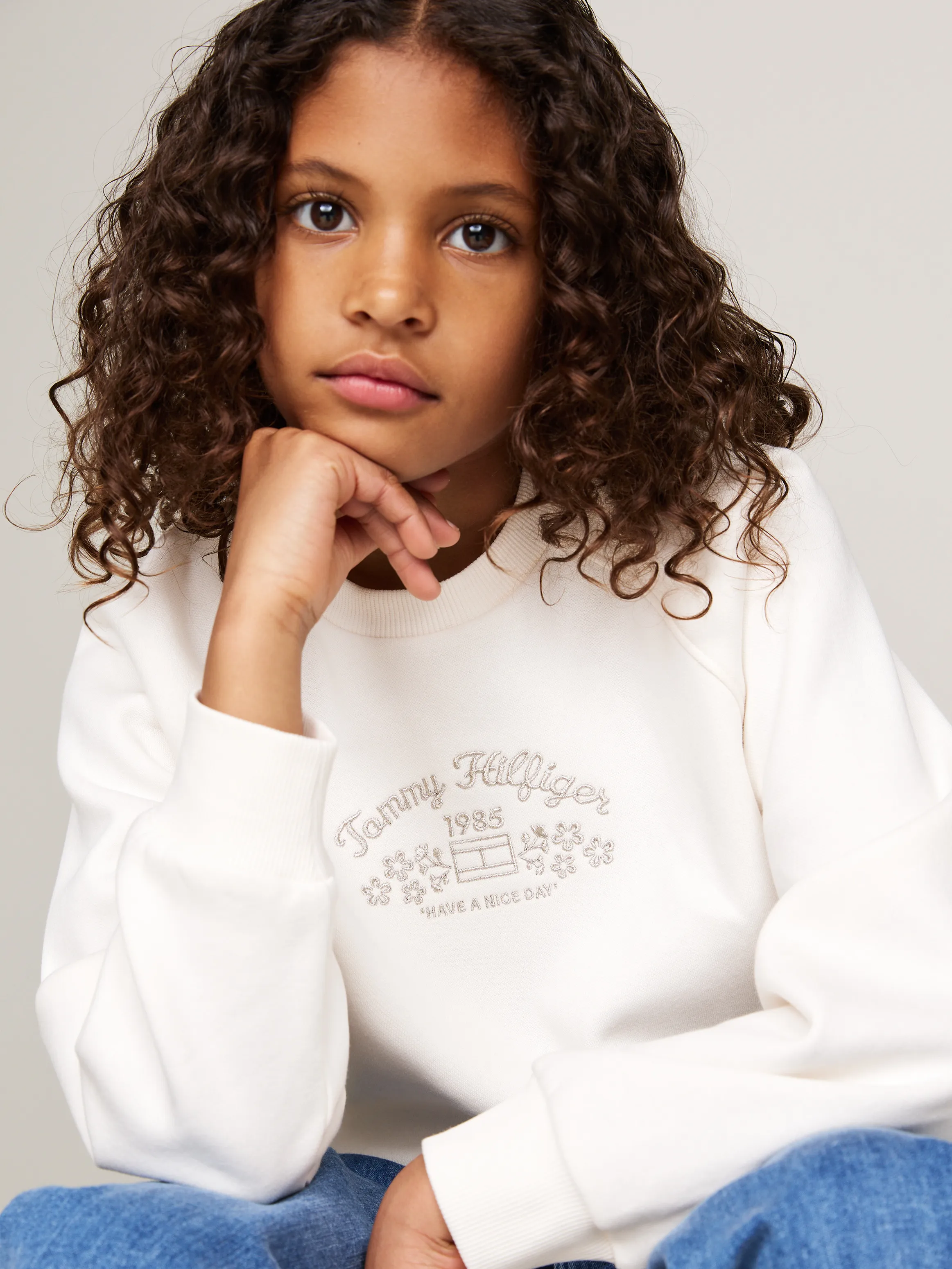 Girls 3-7 Flower Logo Fleece Jumper | Sweatshirts & Hoodies | Tommy Hilfiger