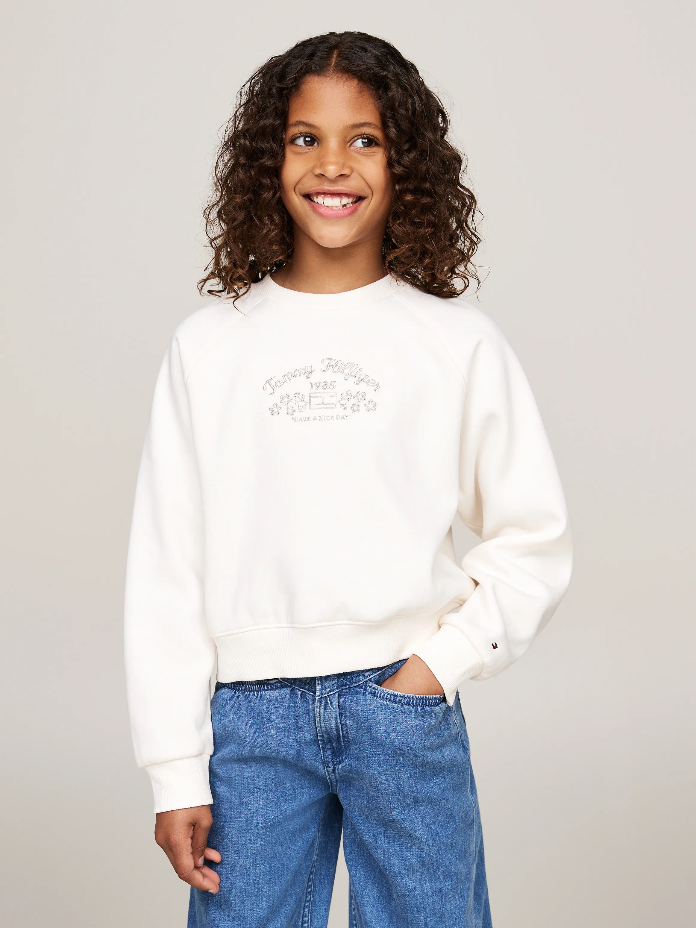 Girls 3-7 Flower Logo Fleece Jumper | Sweatshirts & Hoodies | Tommy Hilfiger