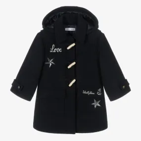 Girls Blue Wool Duffle Coat 