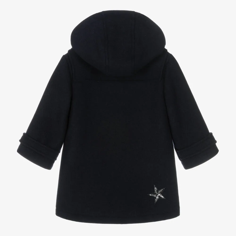 Girls Blue Wool Duffle Coat 