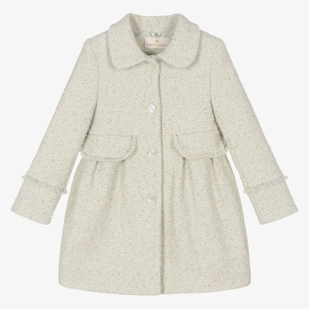 Girls Mint Green Twill Coat