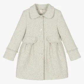 Girls Mint Green Twill Coat