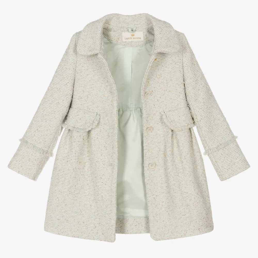 Girls Mint Green Twill Coat