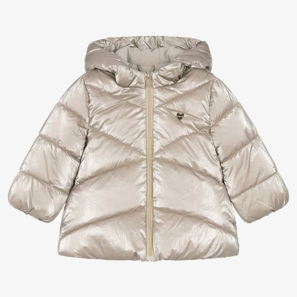 Girls Pale Gold Puffer Coat