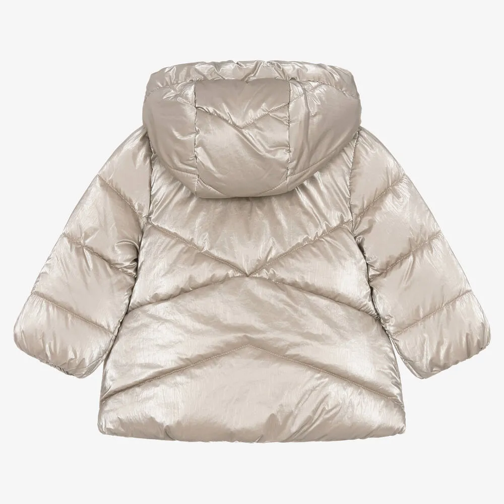 Girls Pale Gold Puffer Coat