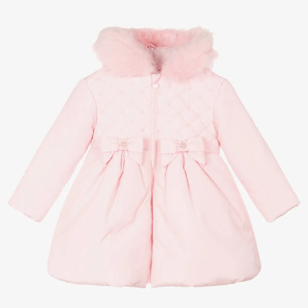 Girls Pink Padded Hooded Coat