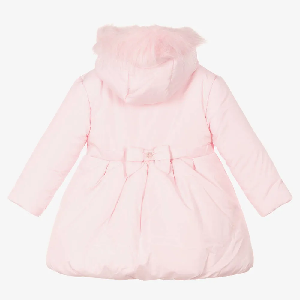 Girls Pink Padded Hooded Coat