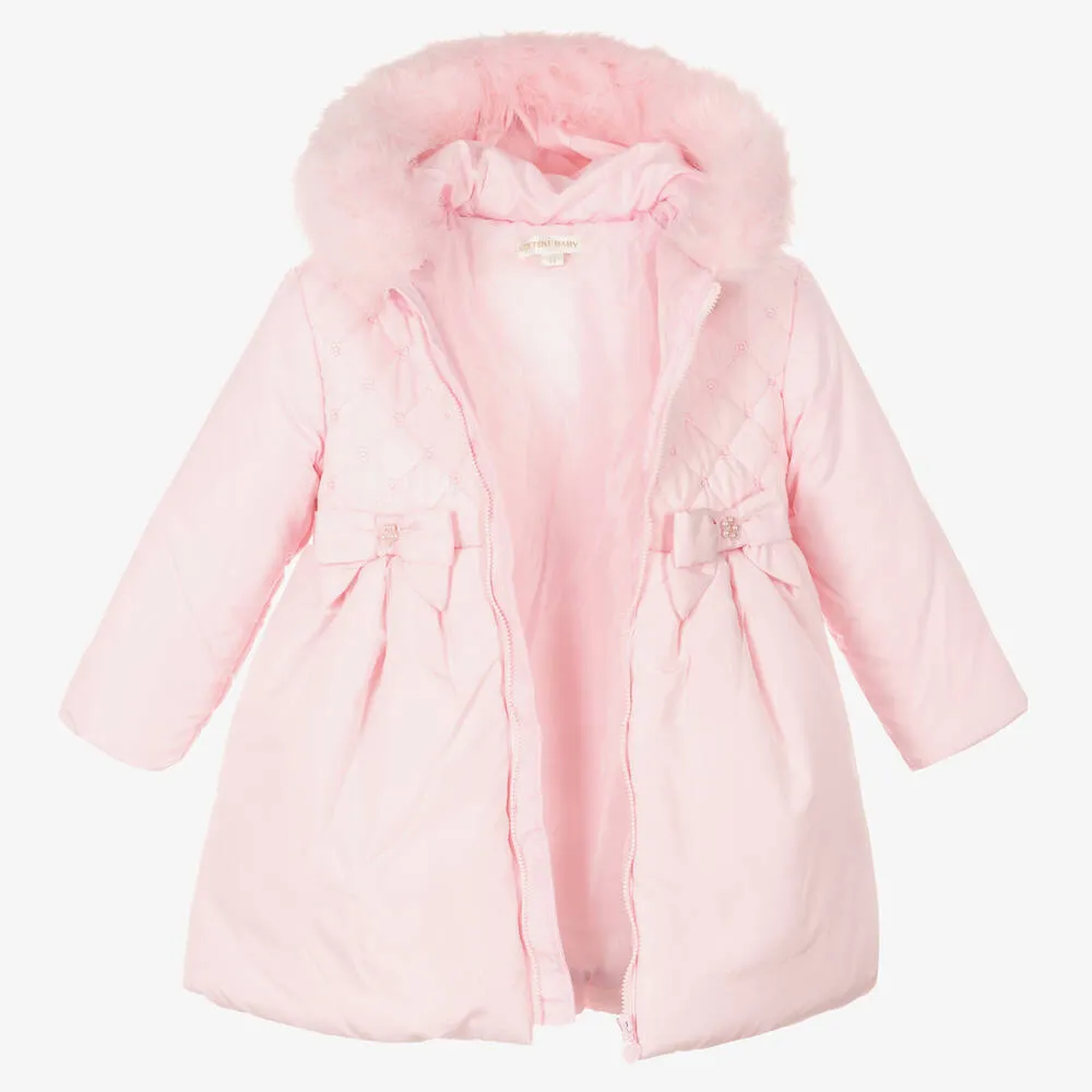 Girls Pink Padded Hooded Coat