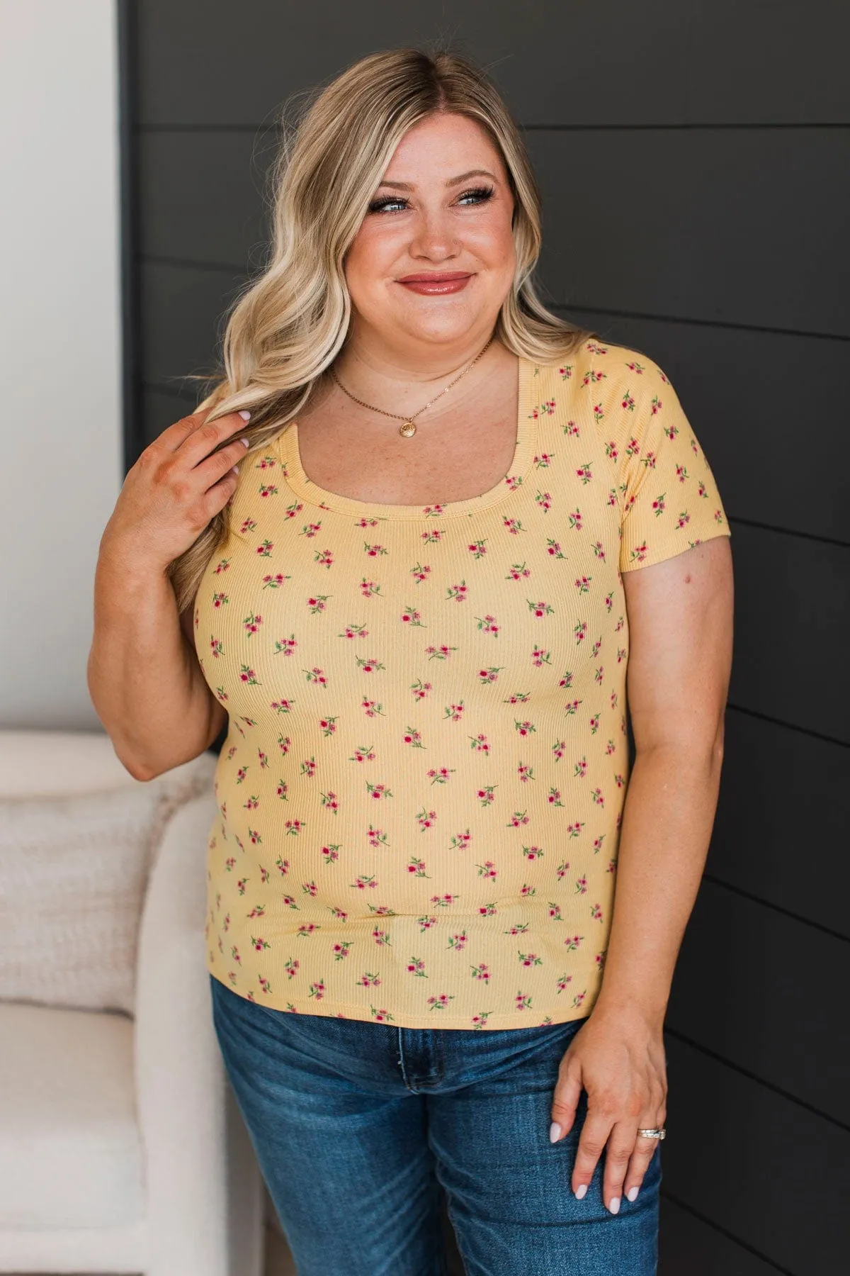 Got Me Good Short Sleeve Floral Top- Yellow