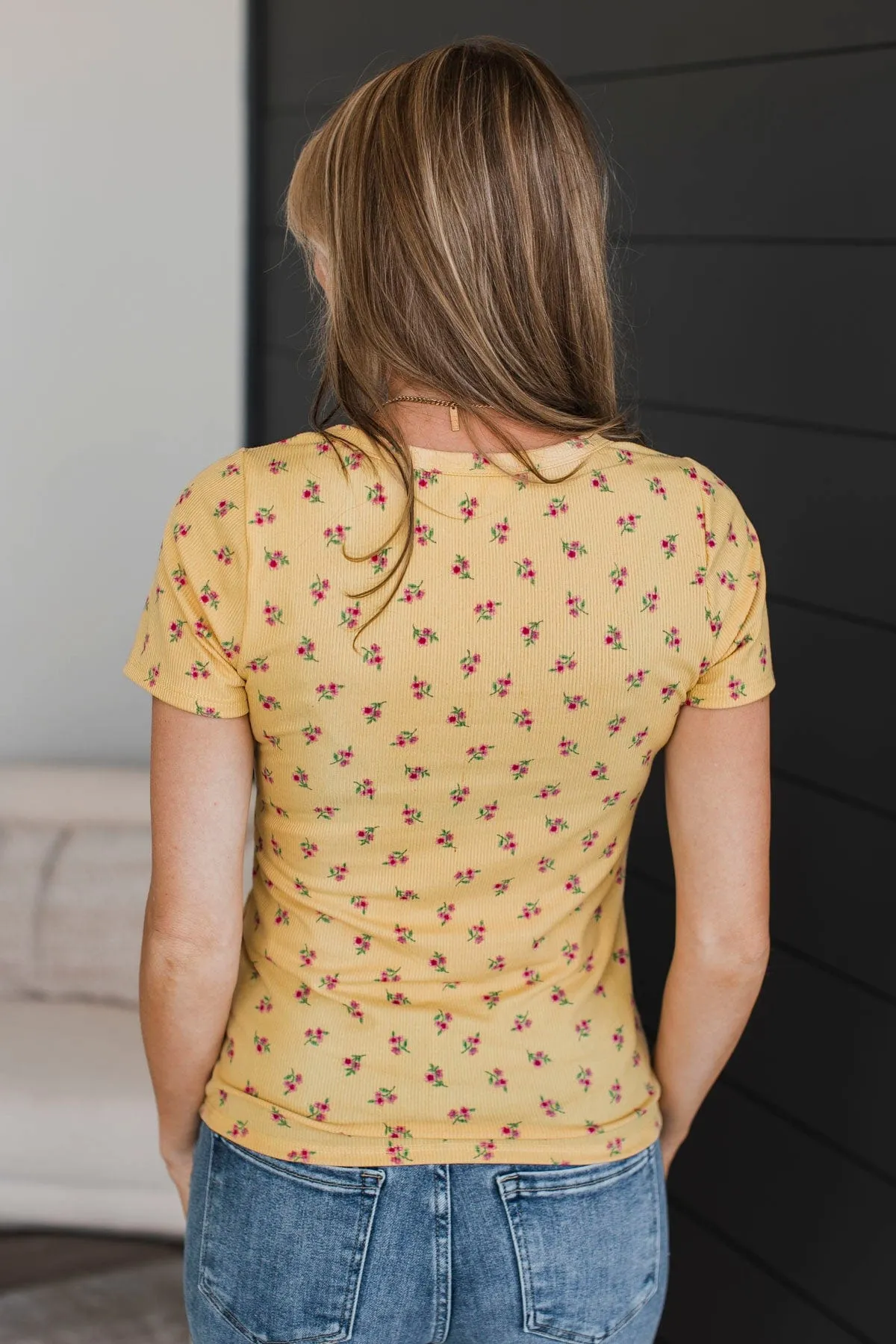 Got Me Good Short Sleeve Floral Top- Yellow