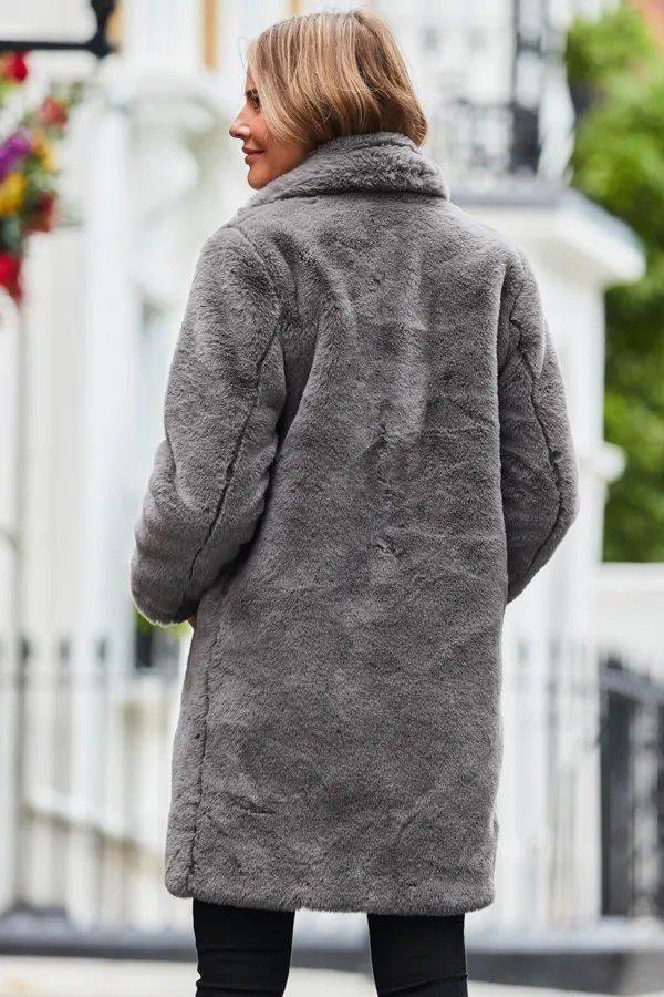 Grey Luxe Faux Fur Coat