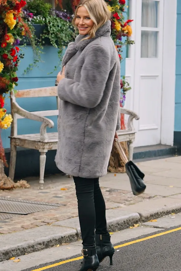 Grey Luxe Faux Fur Coat