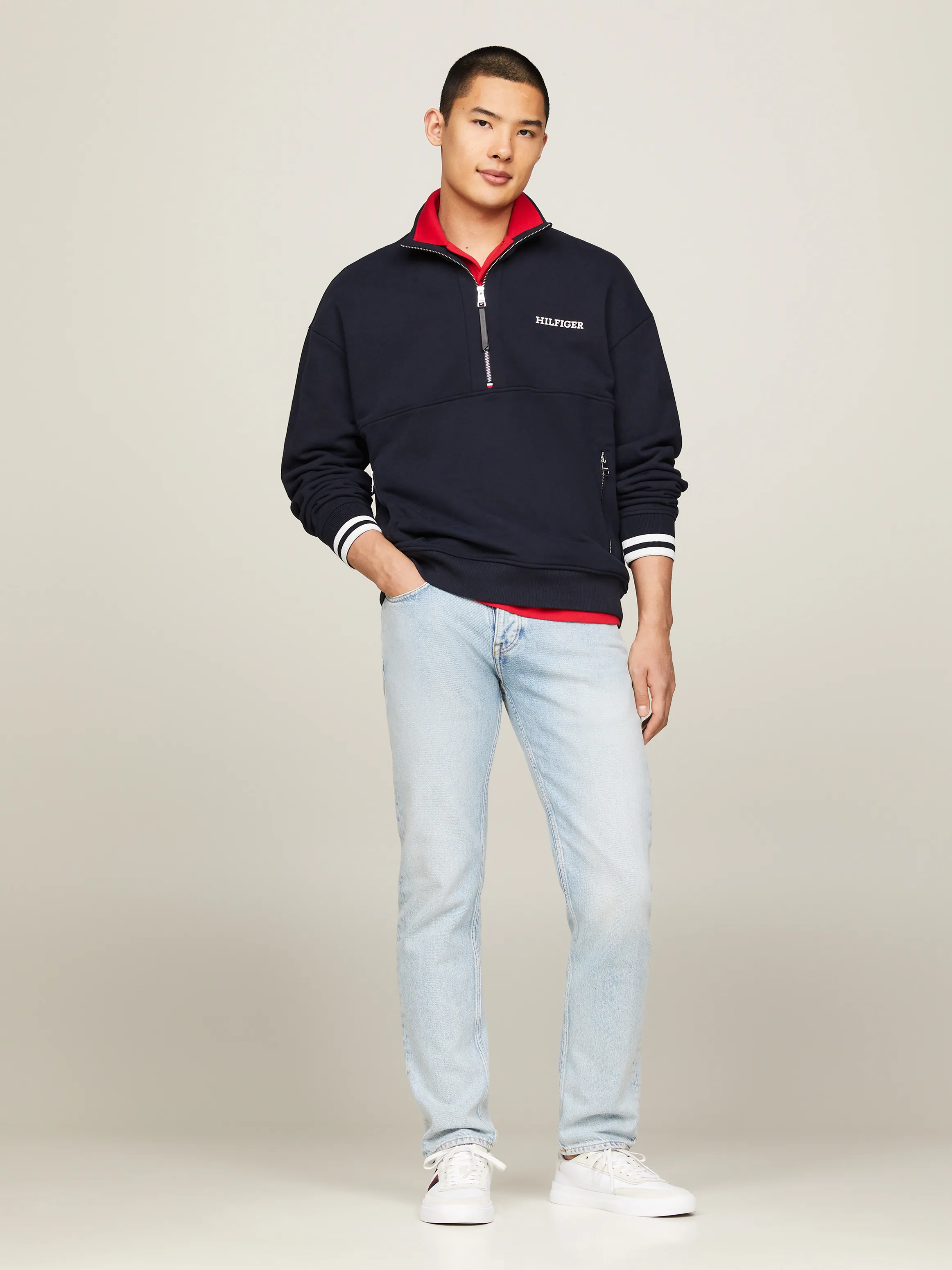 Hilfiger Monotype Half-Zip Regular Fit Sweatshirt | Sweatshirts & Hoodies | Tommy Hilfiger