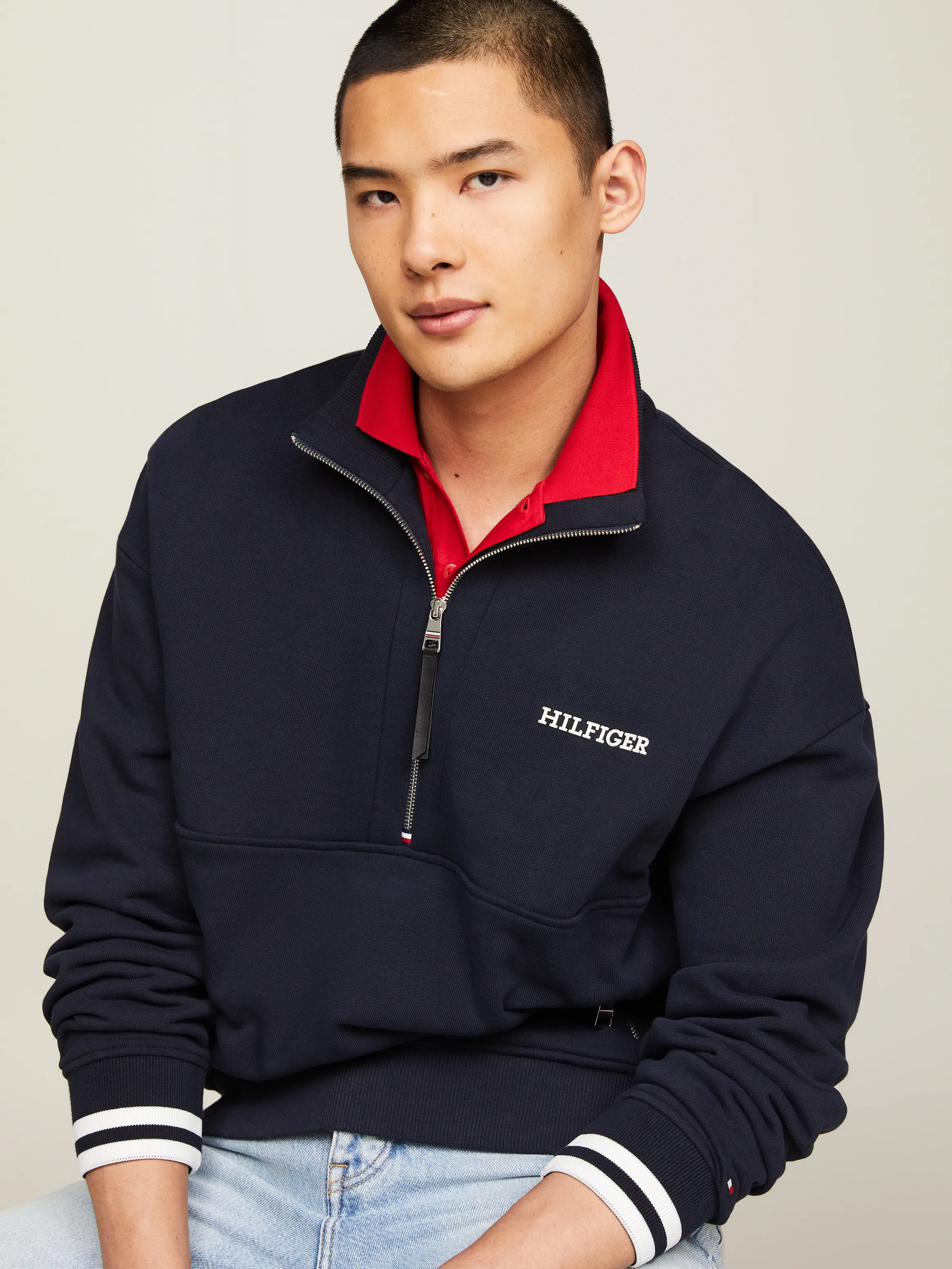 Hilfiger Monotype Half-Zip Regular Fit Sweatshirt | Sweatshirts & Hoodies | Tommy Hilfiger