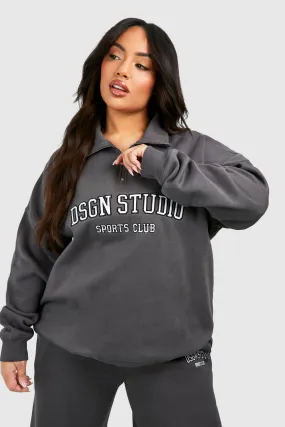 Hoodies & Sweatshirts | Dsgn Studio Applique Oversized Half Zip Sweatshirt | boohoo