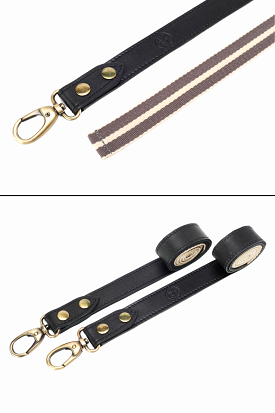 Interchangeable Black Leather with Brown & White strap