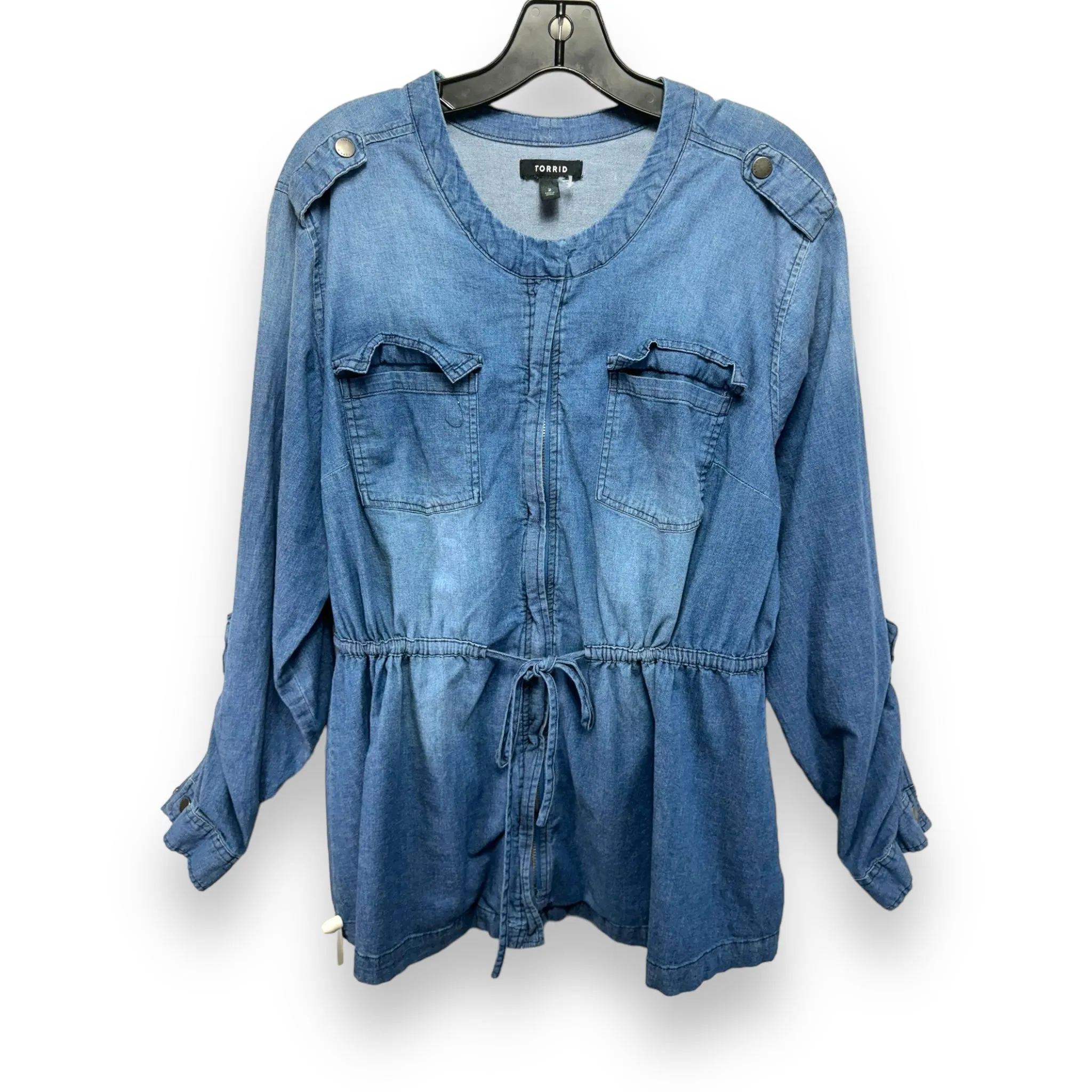 Jacket Denim By Torrid In Blue, Size: 2x